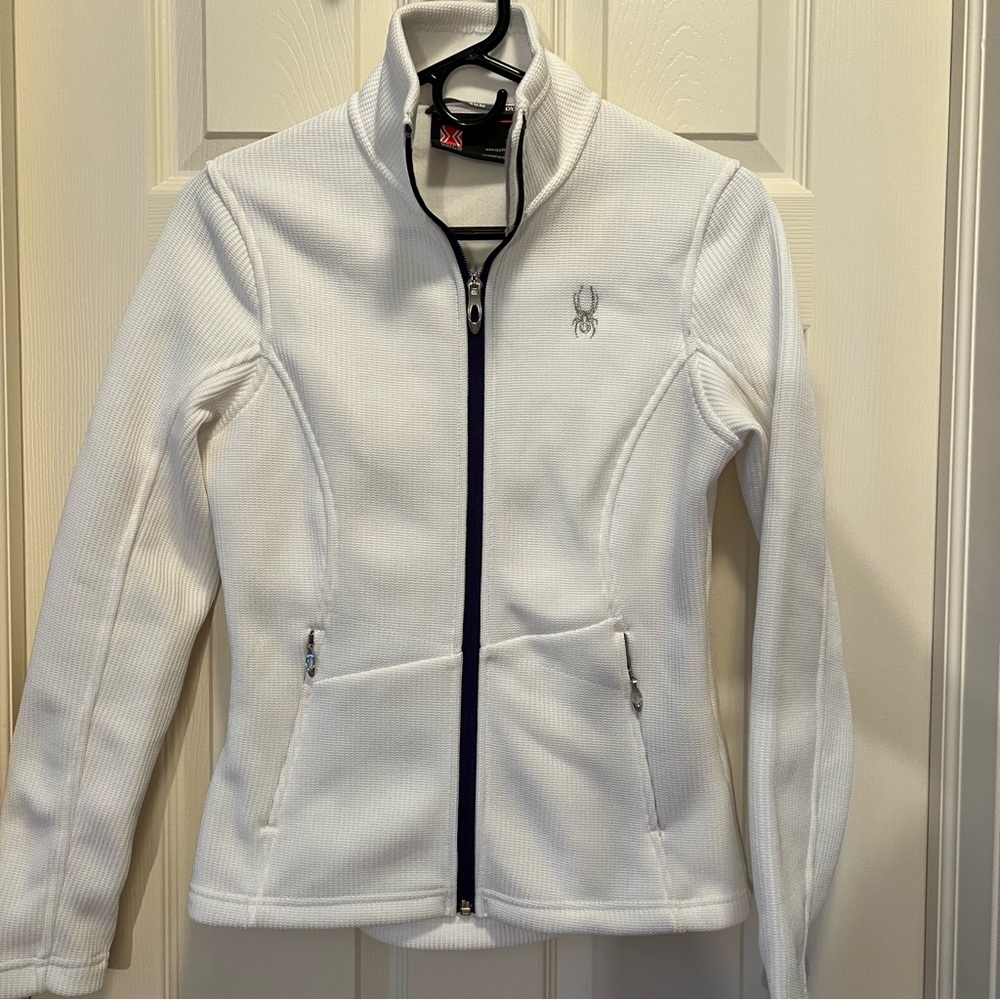Spyder core sweater jacket white and purple size small